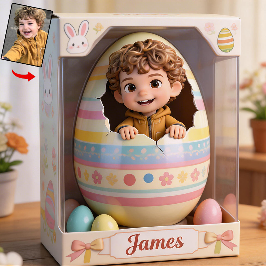 Custom Any Photo Peeking Kid Easter's Eggs - Personalized Kid Custom Shaped Acrylic Plaque