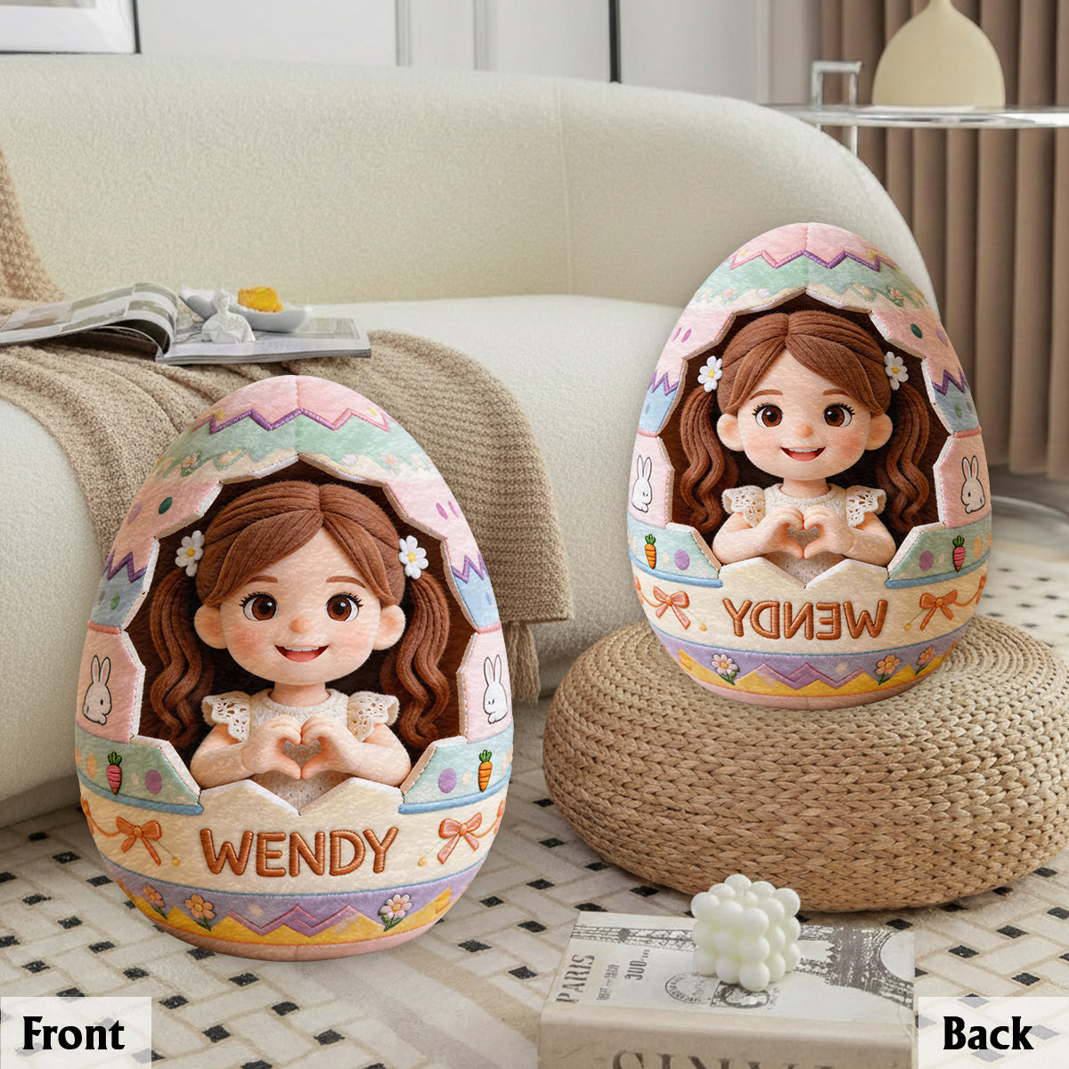 Custom Any Photo Peeking Kid Easter's Egg - Personalized Kid Premium Faux Fur Pillow