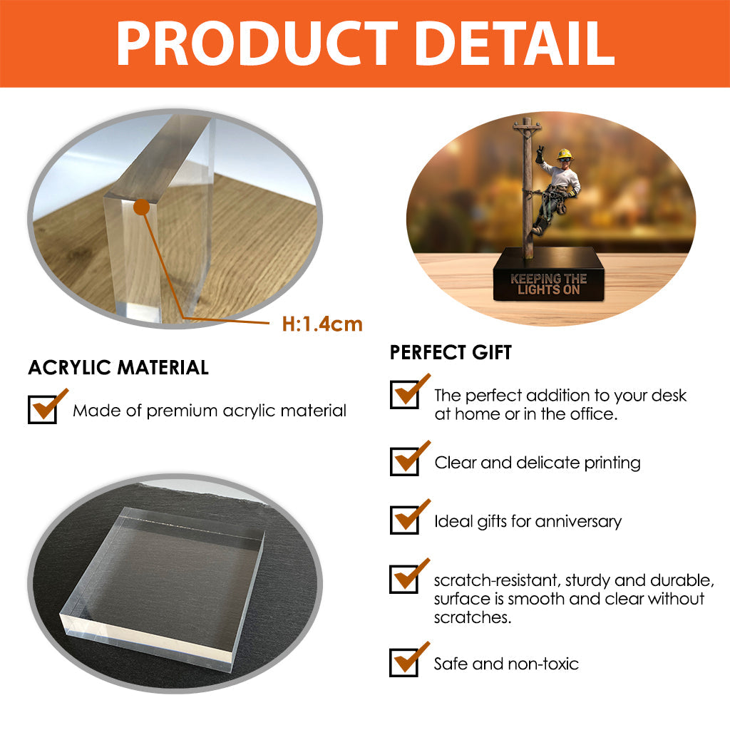 Kletternder Monteur – Personalisierte Acrylplakette in individueller Monteurform