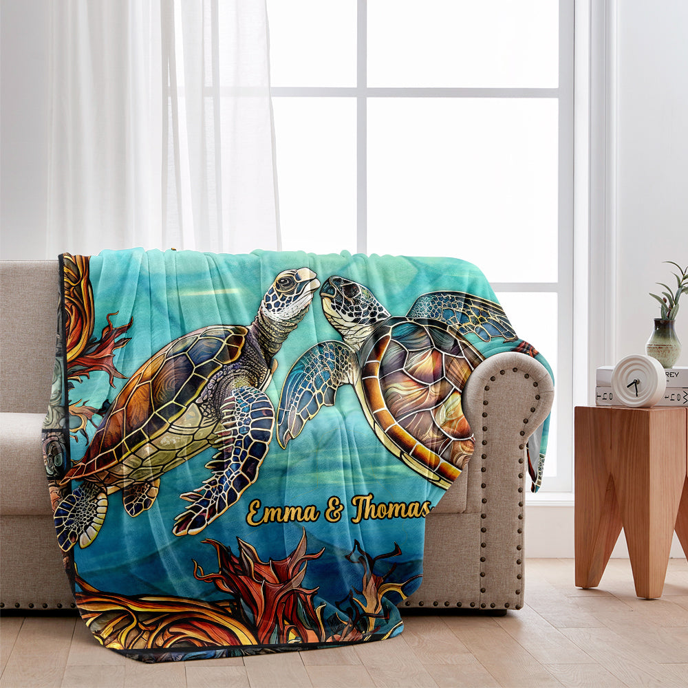 Du und ich und das Meer – personalisierte Schildkrötendecke
