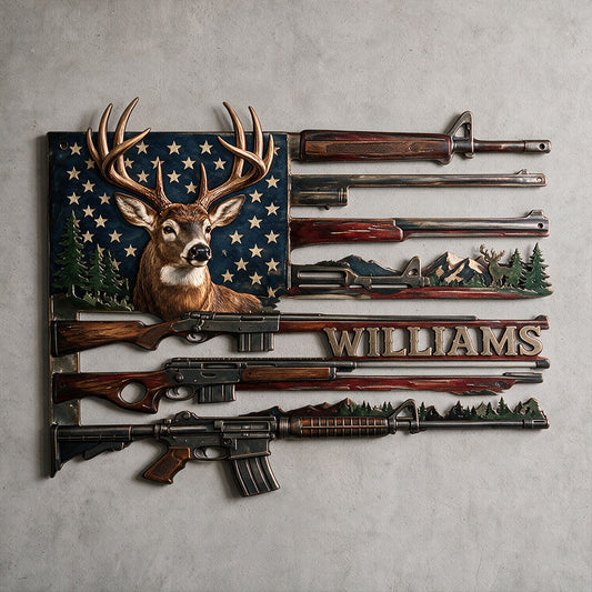 US Hunting Rifles - Personalized Hunting 3D Printed Cut Metal Sign