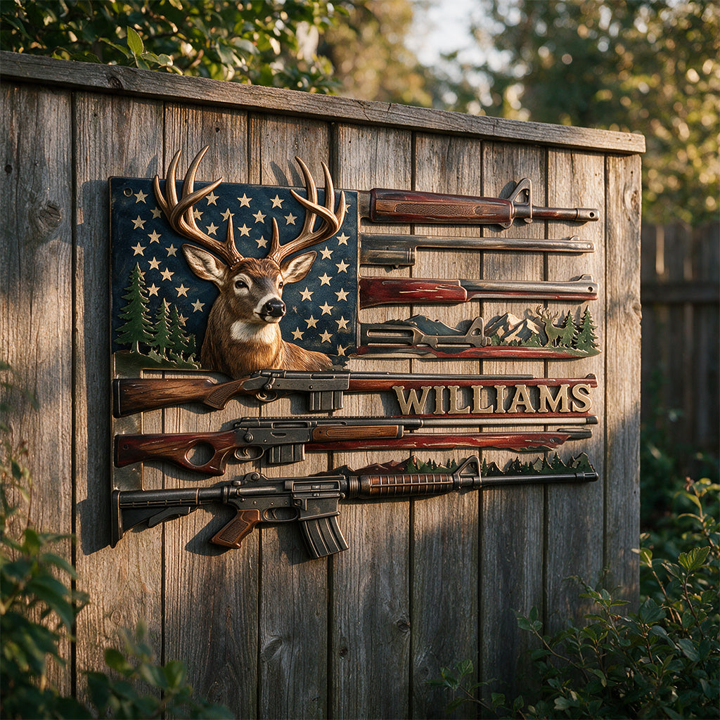 US Hunting Rifles - Personalized Hunting 3D Printed Cut Metal Sign