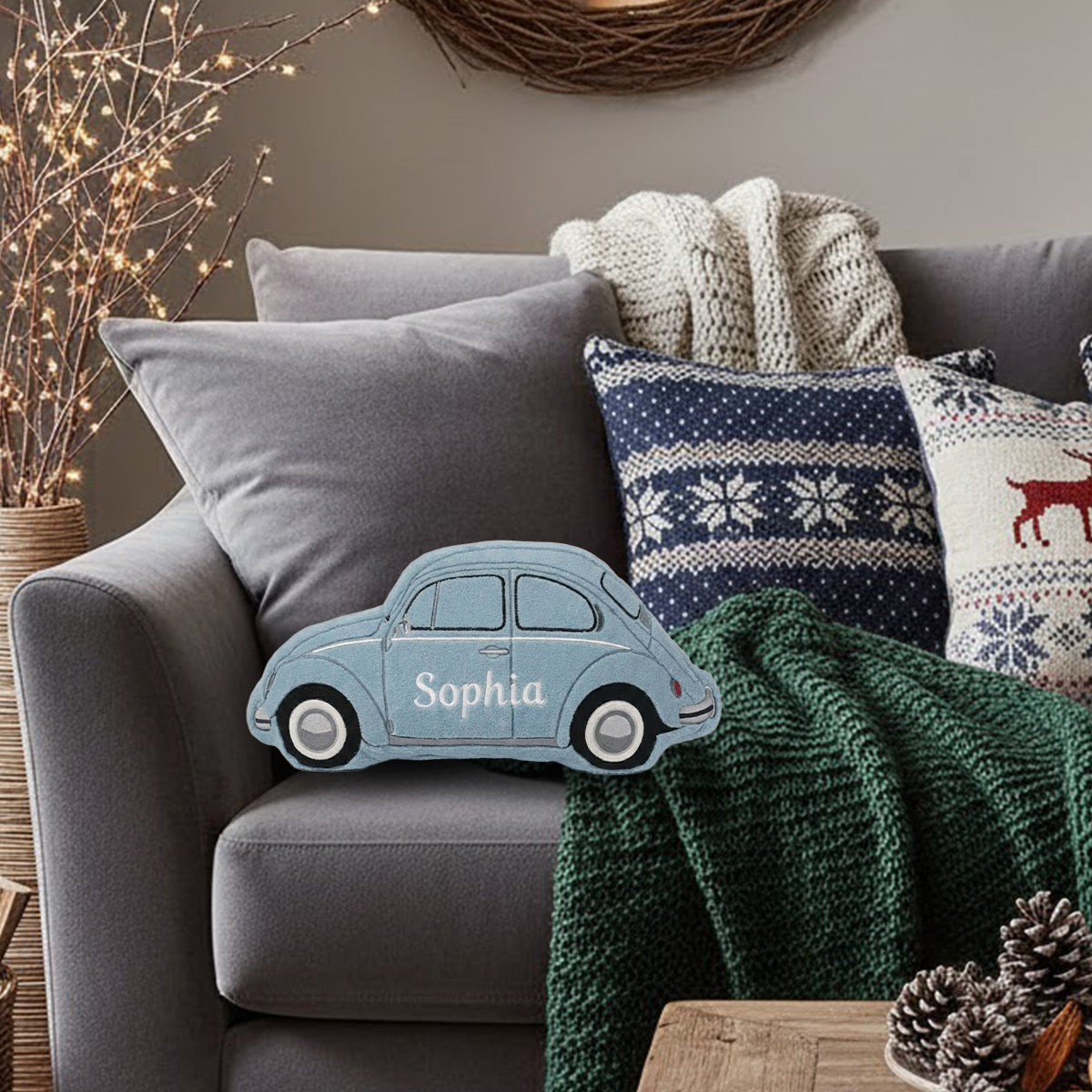 Individuelles Kissen für Autoliebhaber – Personalisiertes, kuppelförmiges Autokissen aus Kunstfell