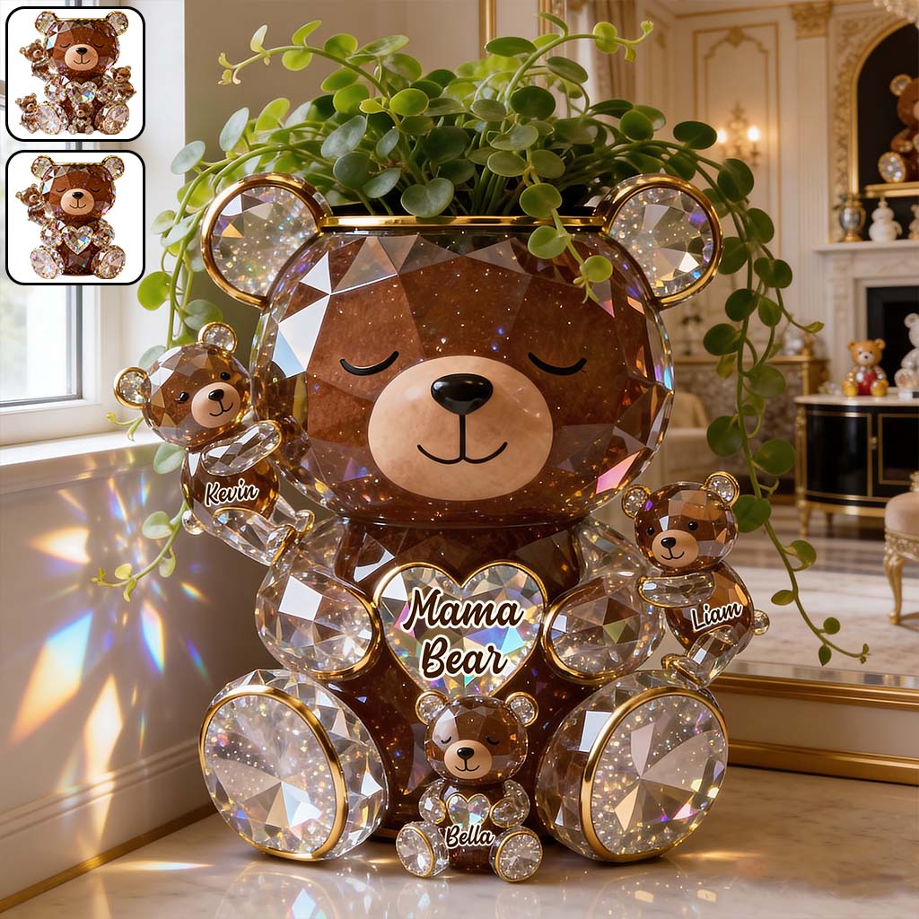 Sparkling Mama Bear - Personalized Bear Acrylic Pot
