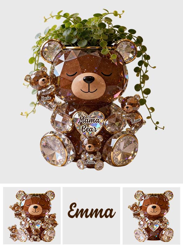Sparkling Mama Bear - Personalized Bear Acrylic Pot
