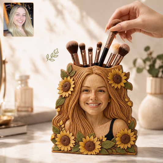 Makeup Pinselhalter - Personalisierter Holz Schreibtisch Organizer