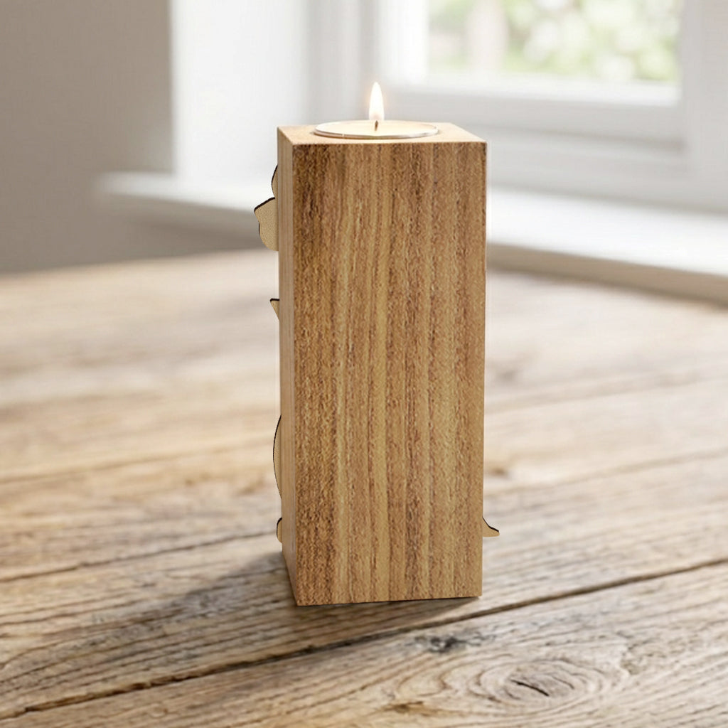 Light Yourself With Love - Personalized Self Love Custom Shape Wooden Candle Holder