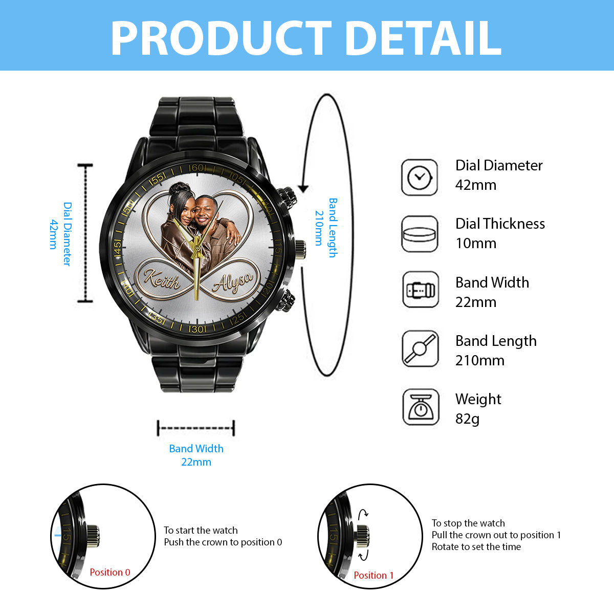 I Love You - Personalized Couple Hand Watch