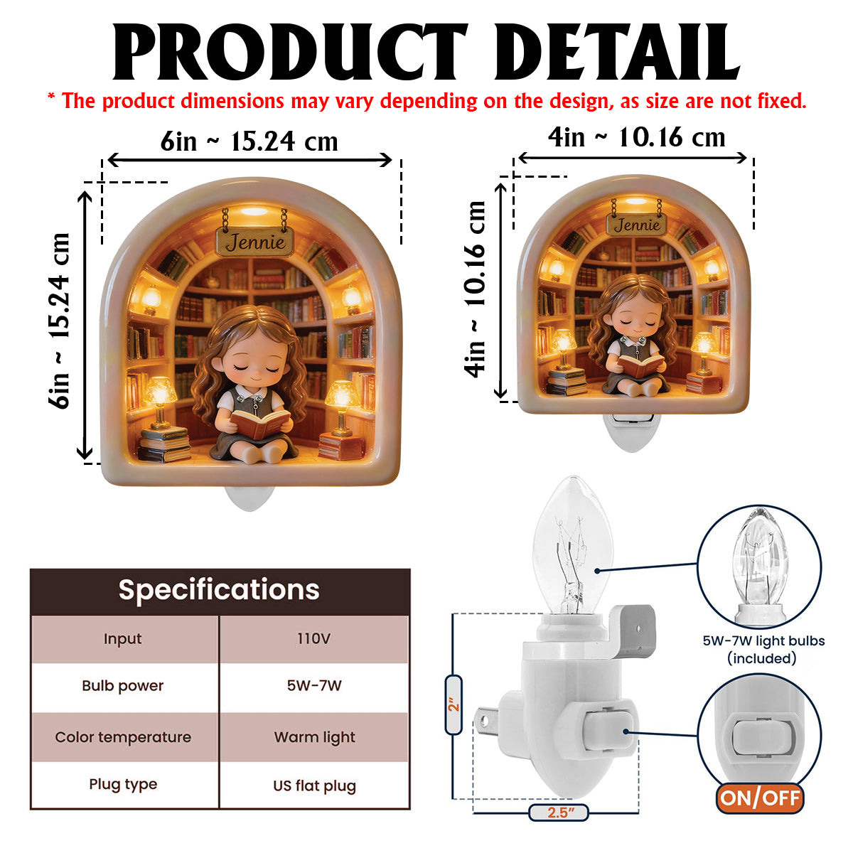 My Reading Space - Personalized Book Acrylic Plug-In Night Light