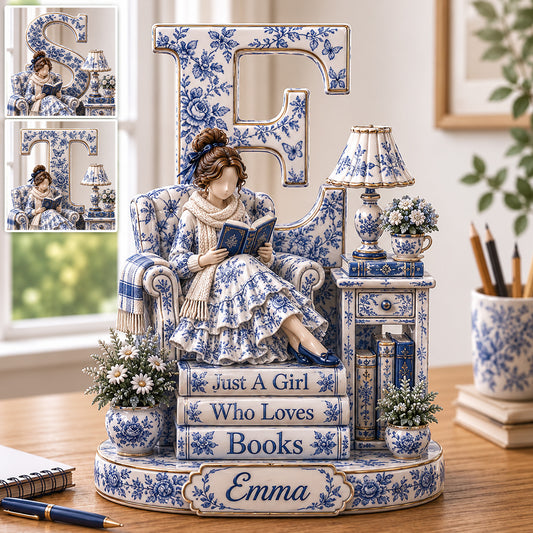 Love Reading Initail - Personalized Book 2-Side Printed Acrylic Plaque