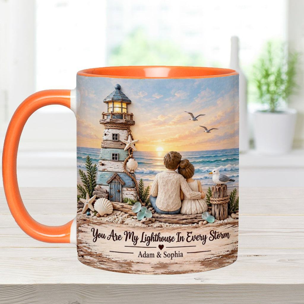 You Are My Lighthouse In Every Storm - Personalized Couple Accent Mug