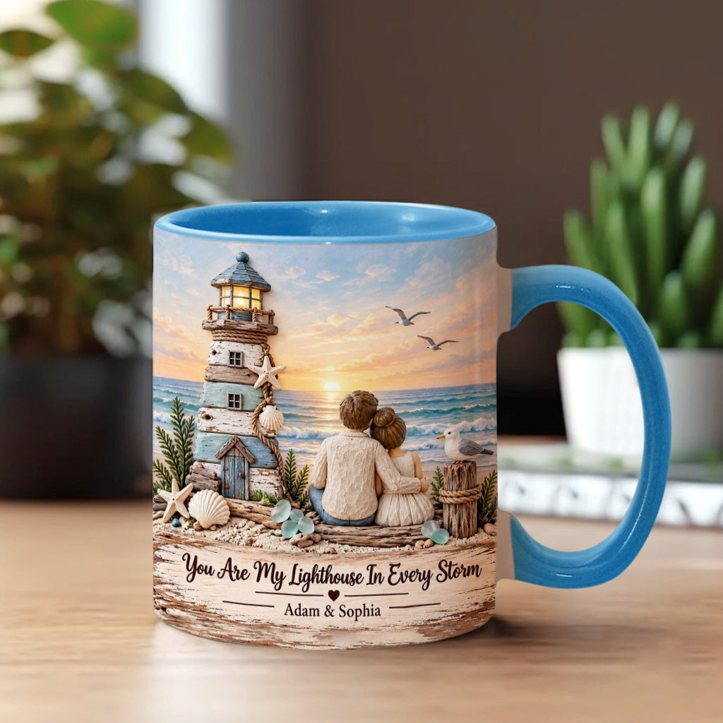You Are My Lighthouse In Every Storm - Personalized Couple Accent Mug