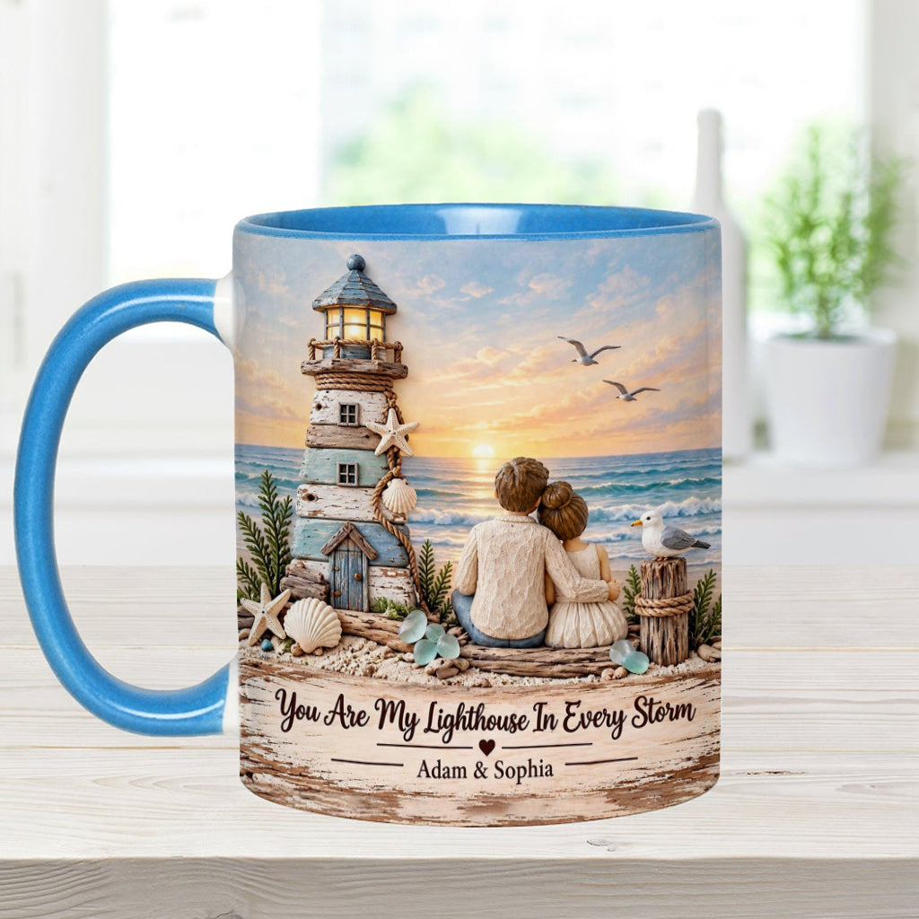 You Are My Lighthouse In Every Storm - Personalized Couple Accent Mug