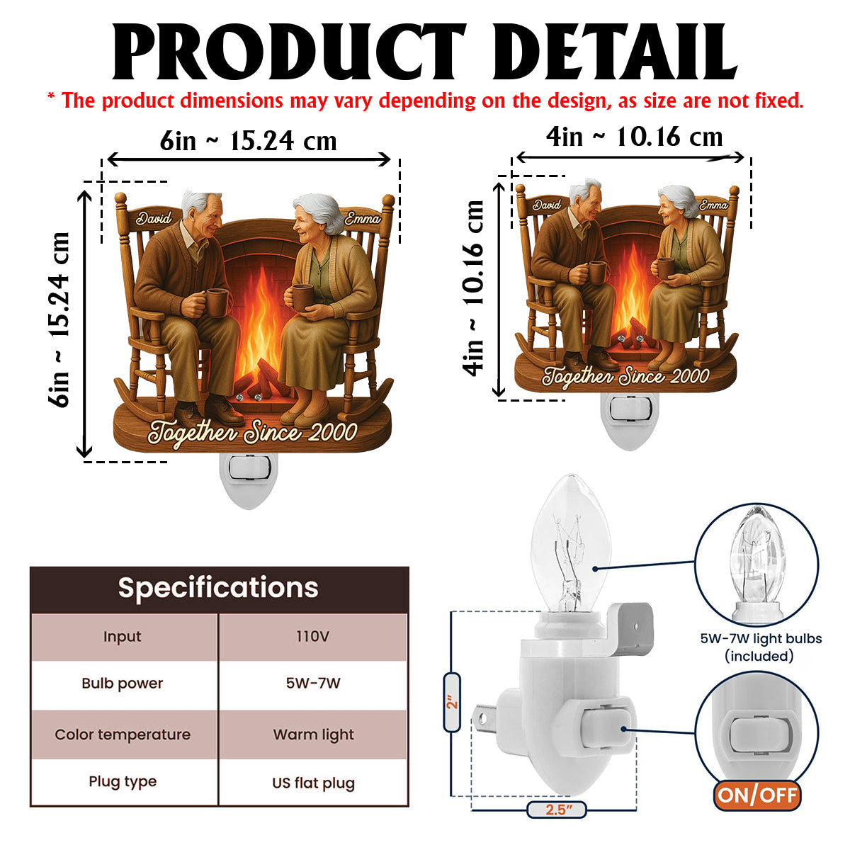 Together Since - Personalized Couple Acrylic Plug-In Night Light