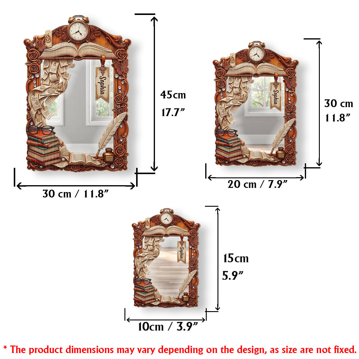 Ich liebe Lesen – Personalisierter Buch-Wandspiegel