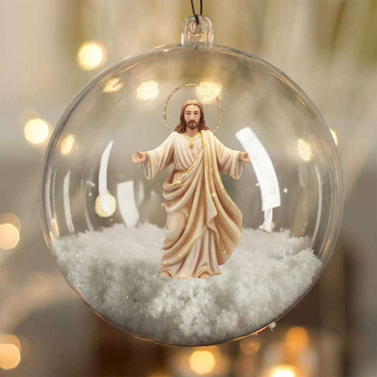 Seid still und erkennt, dass ich Gott bin – Personalisierter christlicher Schneekugel-Ornament mit Schleife