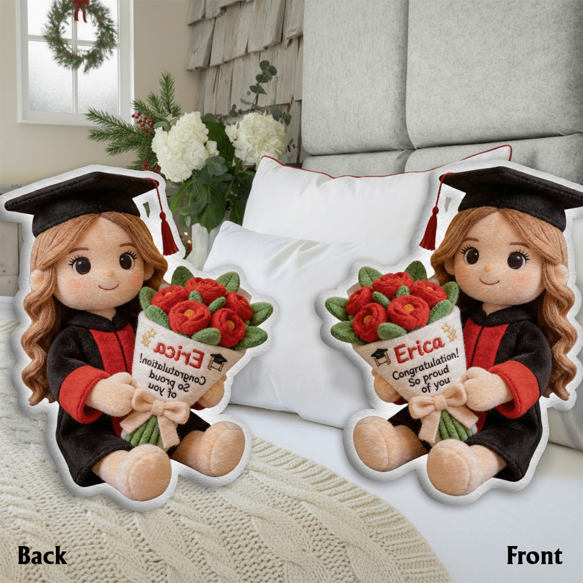 Custom Any Photo Graduation - Personalized Graduation Faux Fur Shaped Pillow
