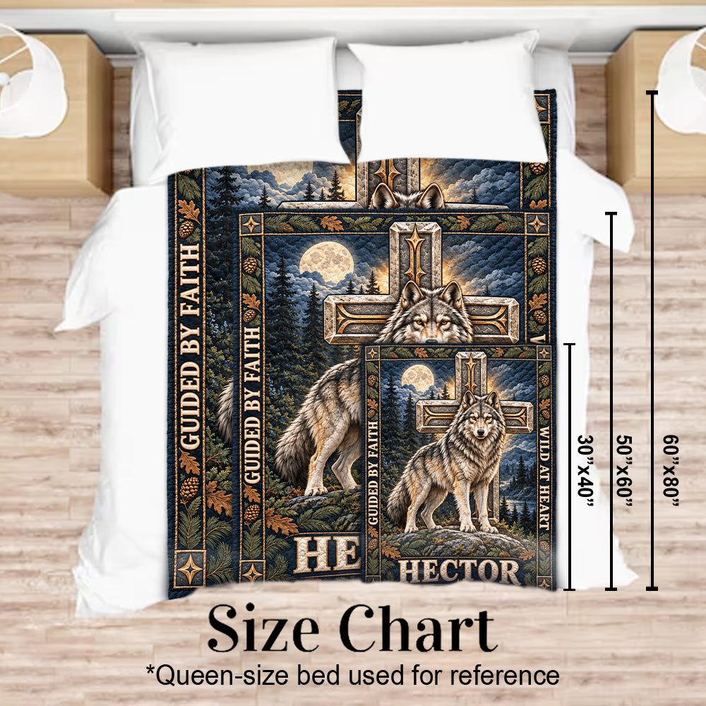 Guided By Faith - Personalized Wolf Blanket