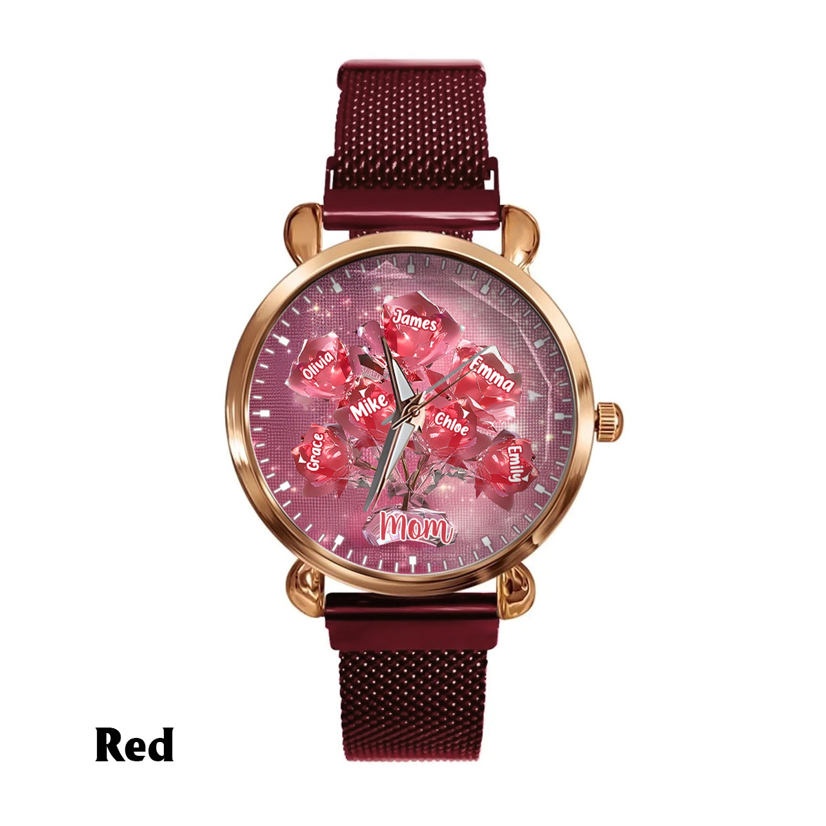 Each Rose Holds A Piece Of Your Heart - Personalized Mother Women Hand Watch