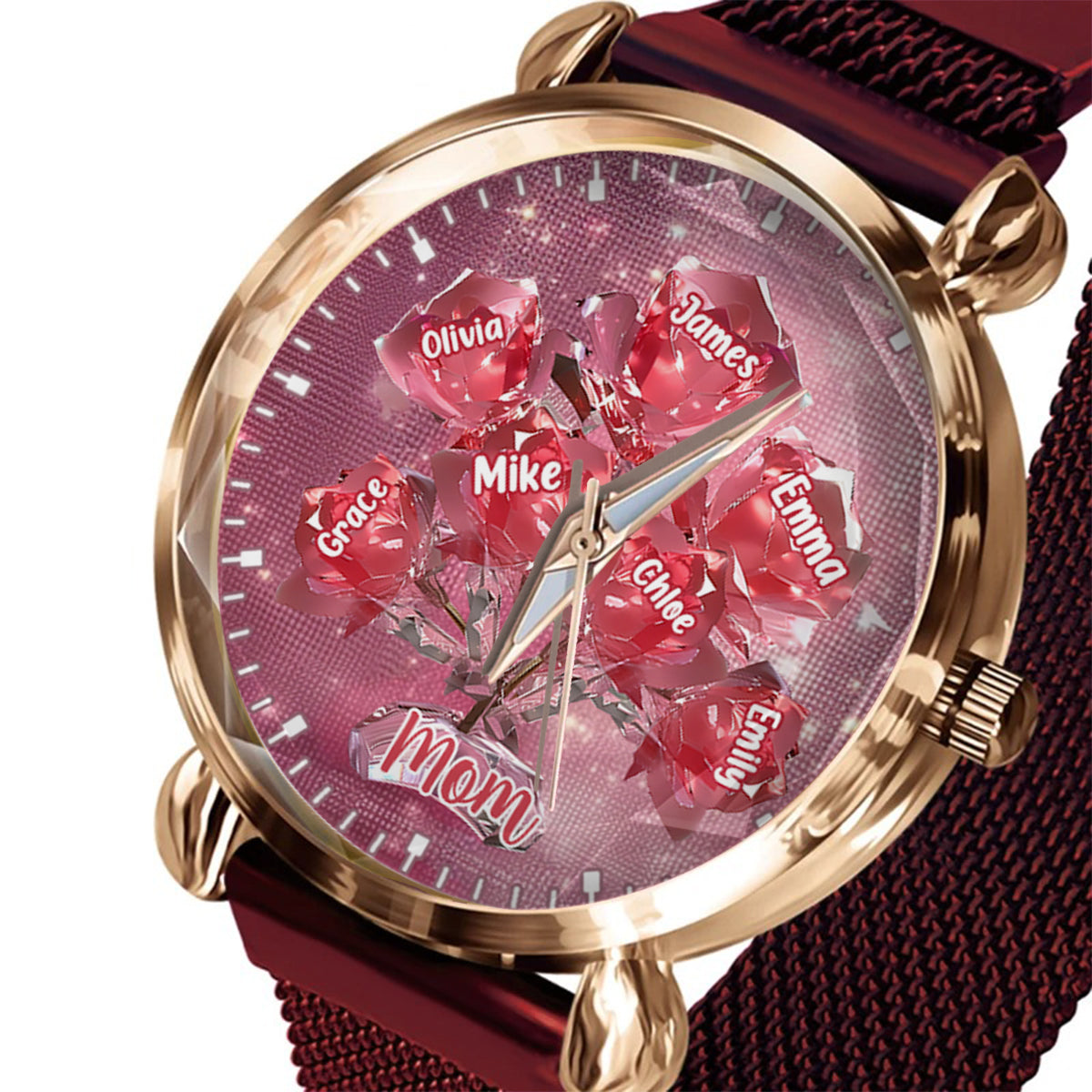 Each Rose Holds A Piece Of Your Heart - Personalized Mother Women Hand Watch