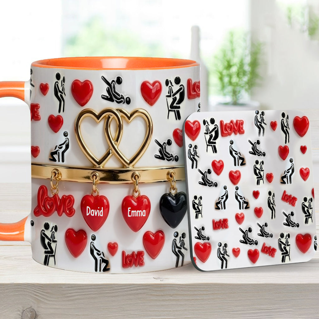 Witziges Geschenk für Paare – Personalisierte Tasse und Untersetzer mit Pärchenmotiv