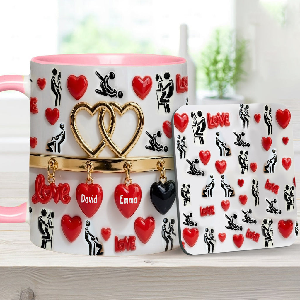 Witziges Geschenk für Paare – Personalisierte Tasse und Untersetzer mit Pärchenmotiv