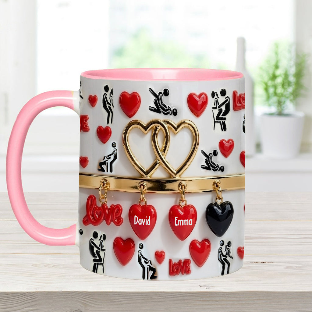 Witziges Geschenk für Paare – Personalisierte Tasse und Untersetzer mit Pärchenmotiv