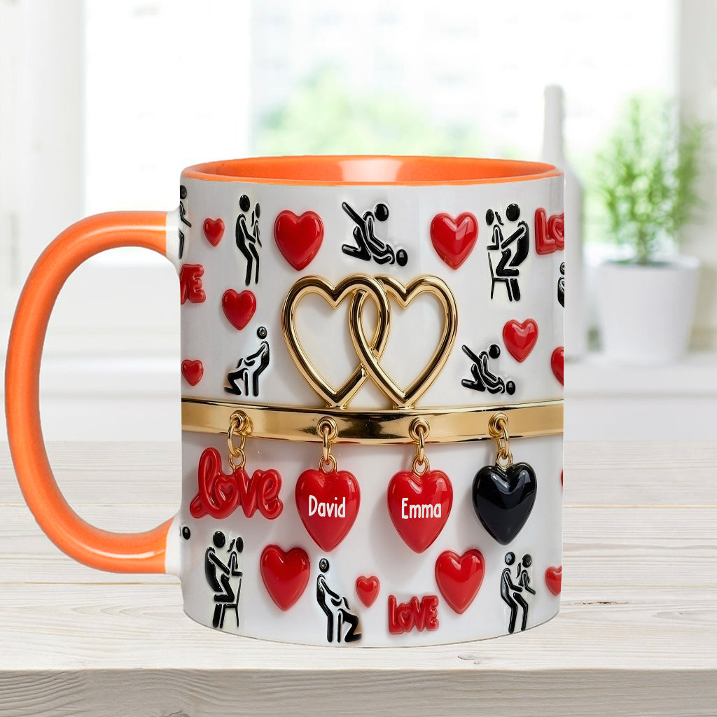 Witziges Geschenk für Paare – Personalisierte Tasse und Untersetzer mit Pärchenmotiv