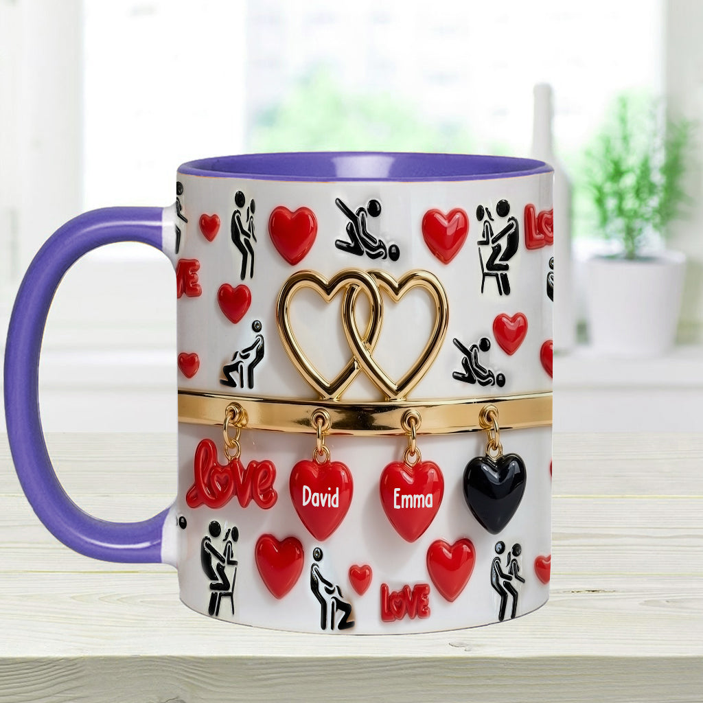 Witziges Geschenk für Paare – Personalisierte Tasse und Untersetzer mit Pärchenmotiv