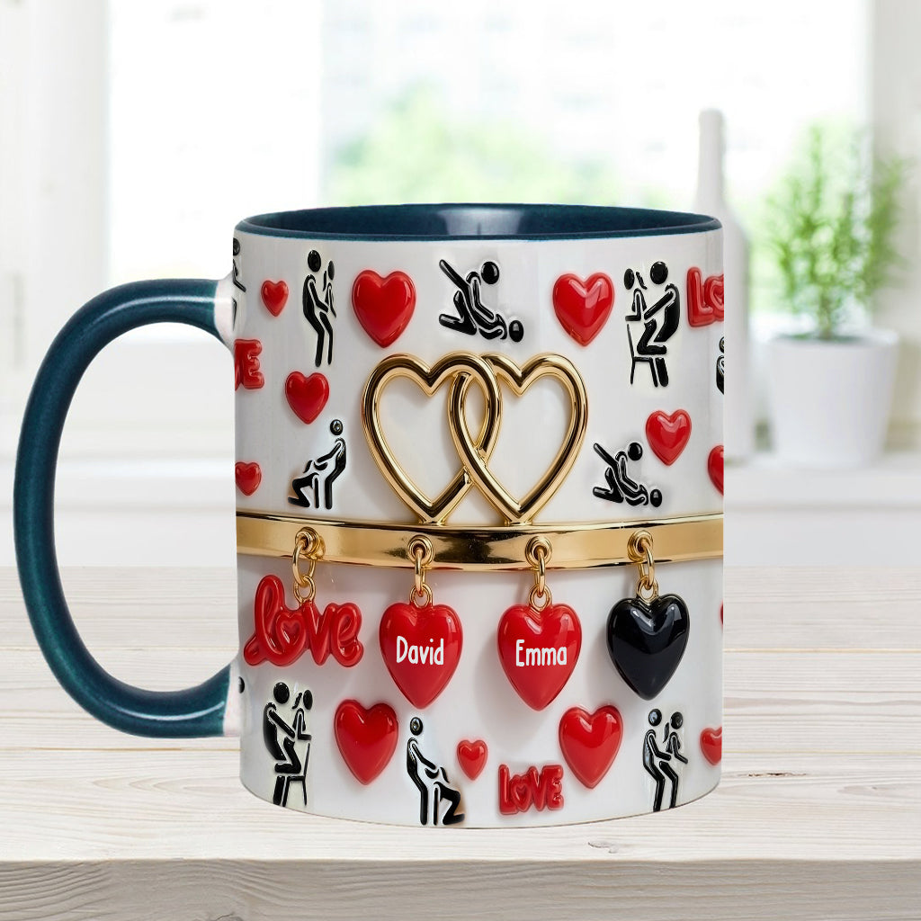 Witziges Geschenk für Paare – Personalisierte Tasse und Untersetzer mit Pärchenmotiv