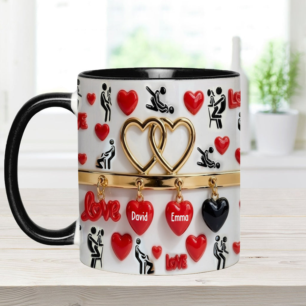 Witziges Geschenk für Paare – Personalisierte Tasse und Untersetzer mit Pärchenmotiv