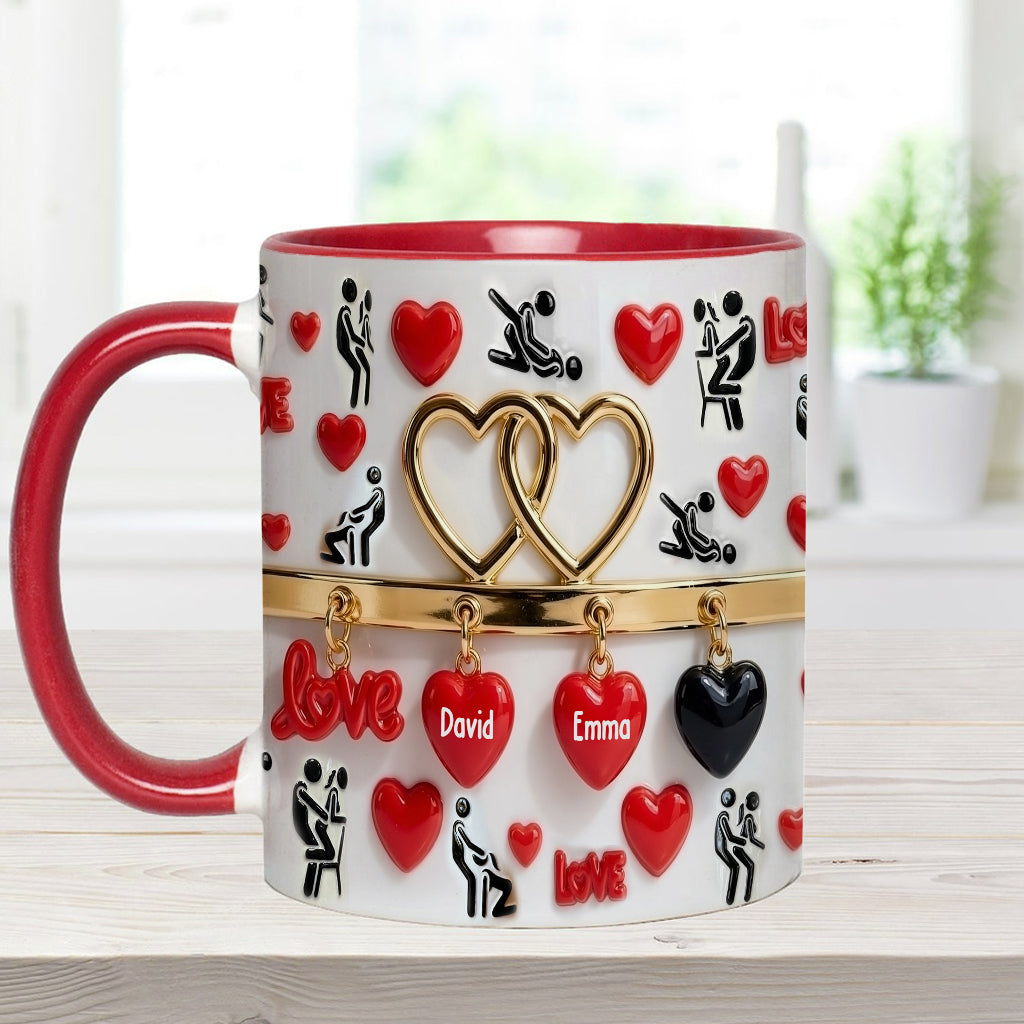Witziges Geschenk für Paare – Personalisierte Tasse und Untersetzer mit Pärchenmotiv