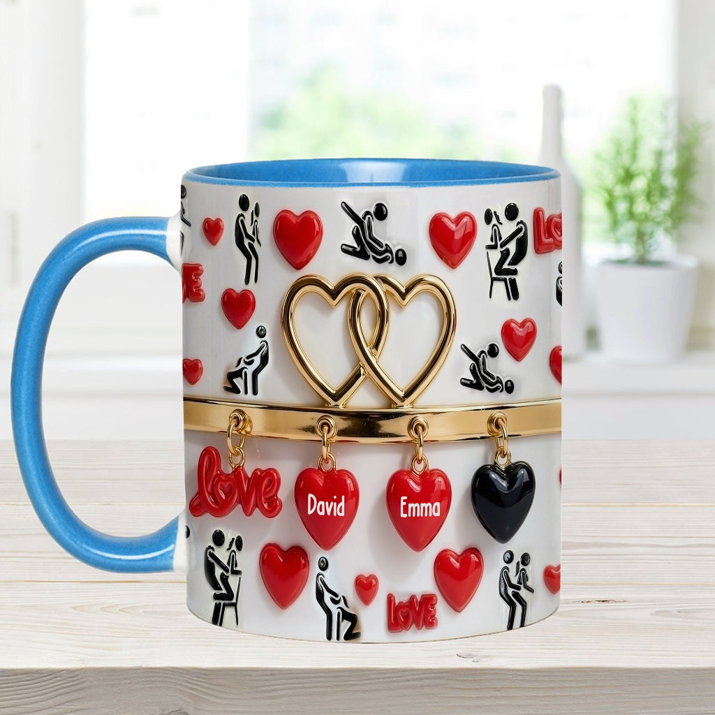 Witziges Geschenk für Paare – Personalisierte Tasse und Untersetzer mit Pärchenmotiv