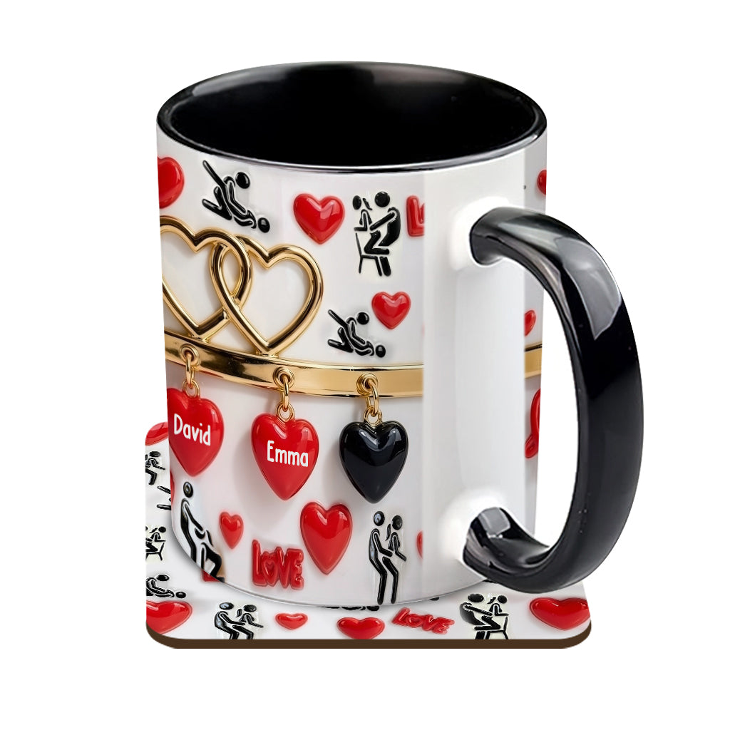 Witziges Geschenk für Paare – Personalisierte Tasse und Untersetzer mit Pärchenmotiv