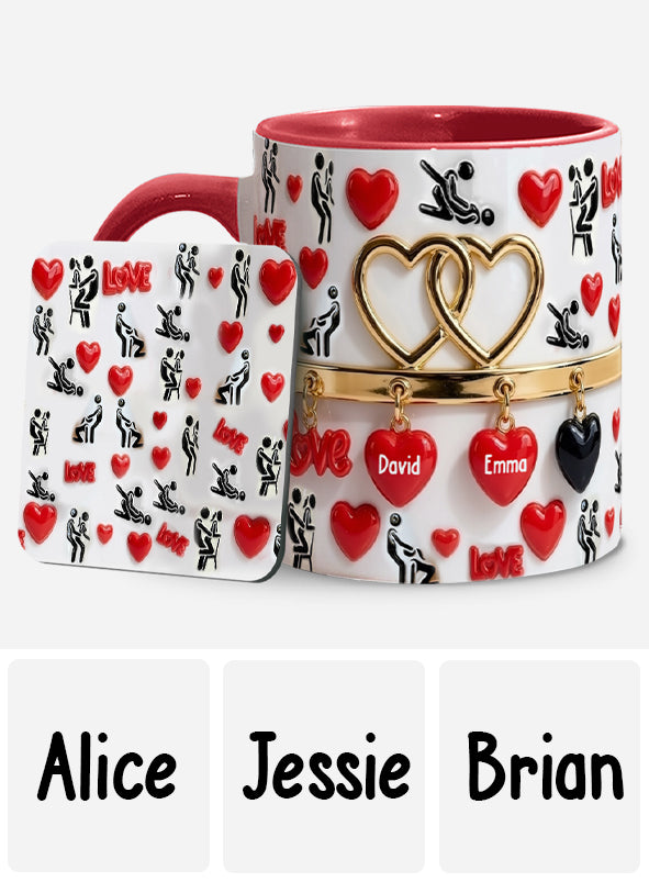 Witziges Geschenk für Paare – Personalisierte Tasse und Untersetzer mit Pärchenmotiv