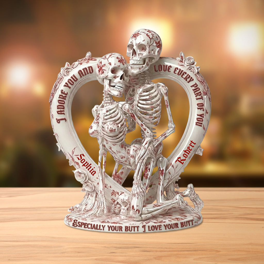 Skelett im Toile-de-Jouy-Stil – Personalisierte Acrylplakette in individueller Totenkopfform