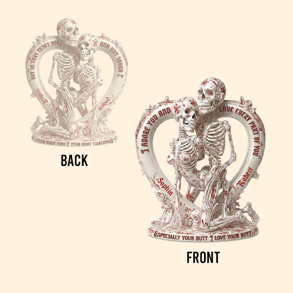 Skelett im Toile-de-Jouy-Stil – Personalisierte Acrylplakette in individueller Totenkopfform