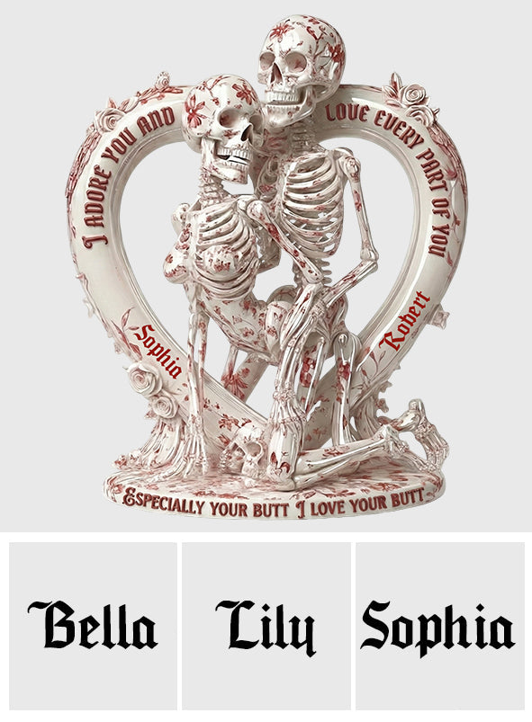 Skelett im Toile-de-Jouy-Stil – Personalisierte Acrylplakette in individueller Totenkopfform