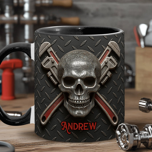 Cooles Geschenk für Klempner mit Skelettmotiv – personalisierte Klempner-Tasse