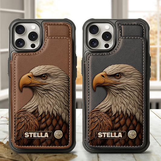 Majestätischer Adler – Personalisierte Handyhülle mit Weißkopfseeadler-Geldbörse