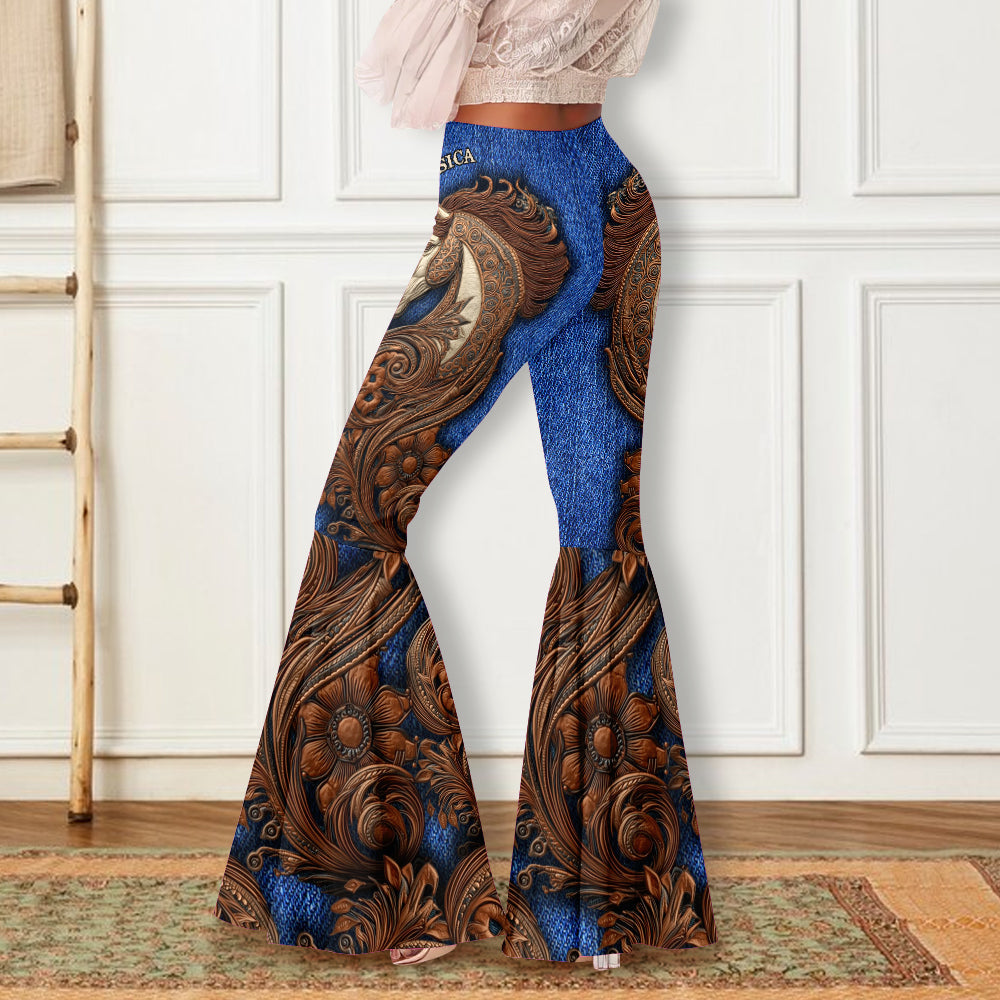 Cowgirl Horse - Personalized Horse Flare Leggings