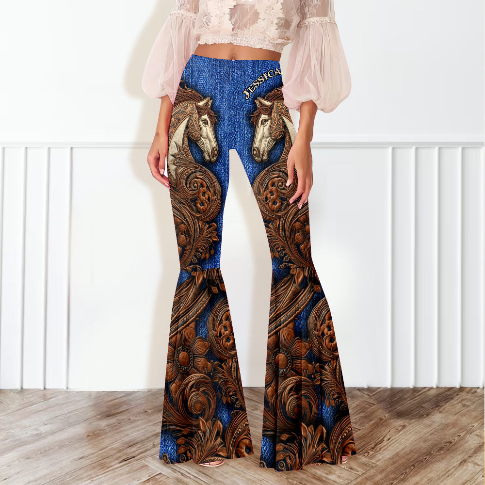 Cowgirl Horse - Personalized Horse Flare Leggings