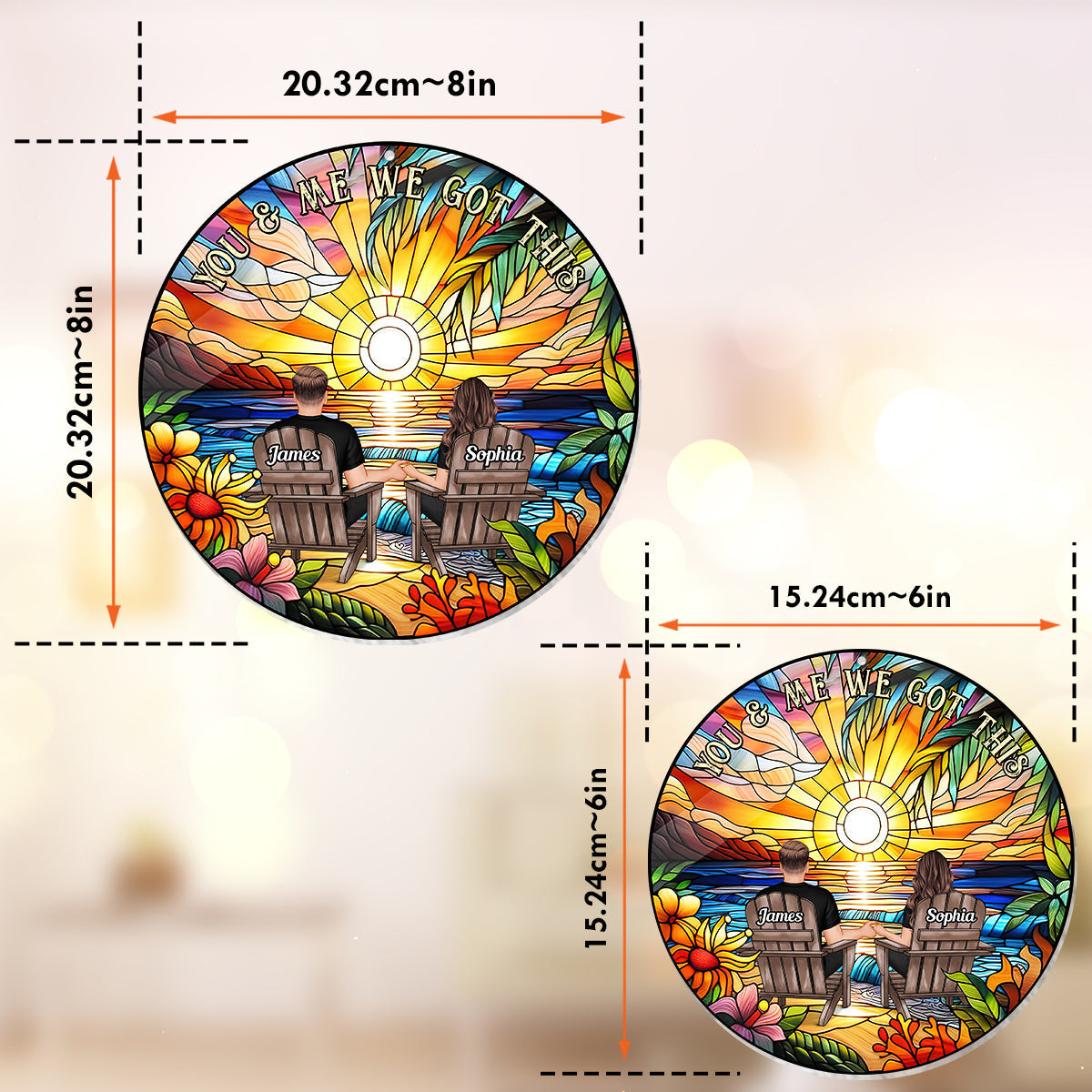 Du und ich, wir schaffen das – Personalisierter Sonnenfänger für Paare zum Aufhängen am Fenster 