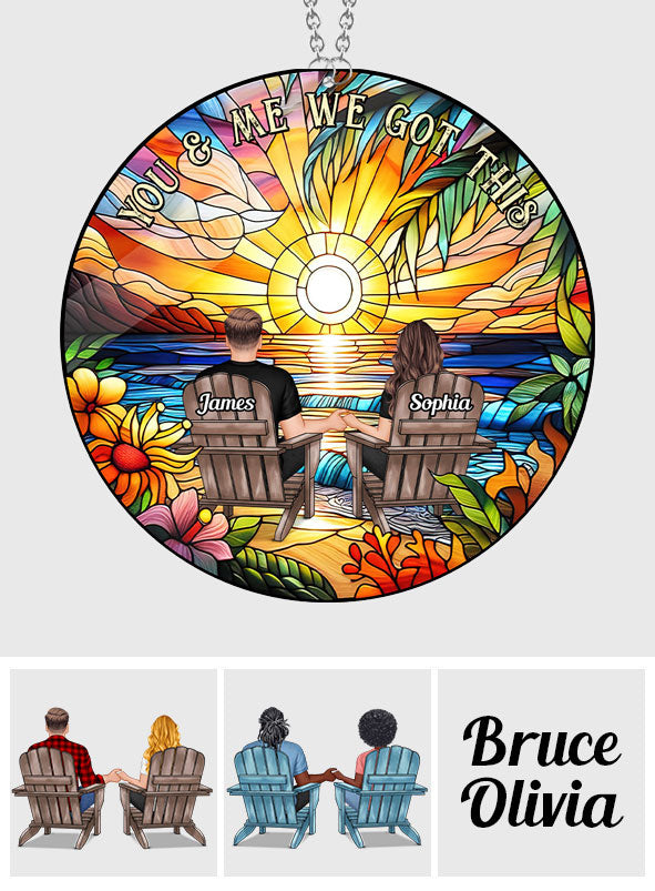 Du und ich, wir schaffen das – Personalisierter Sonnenfänger für Paare zum Aufhängen am Fenster 