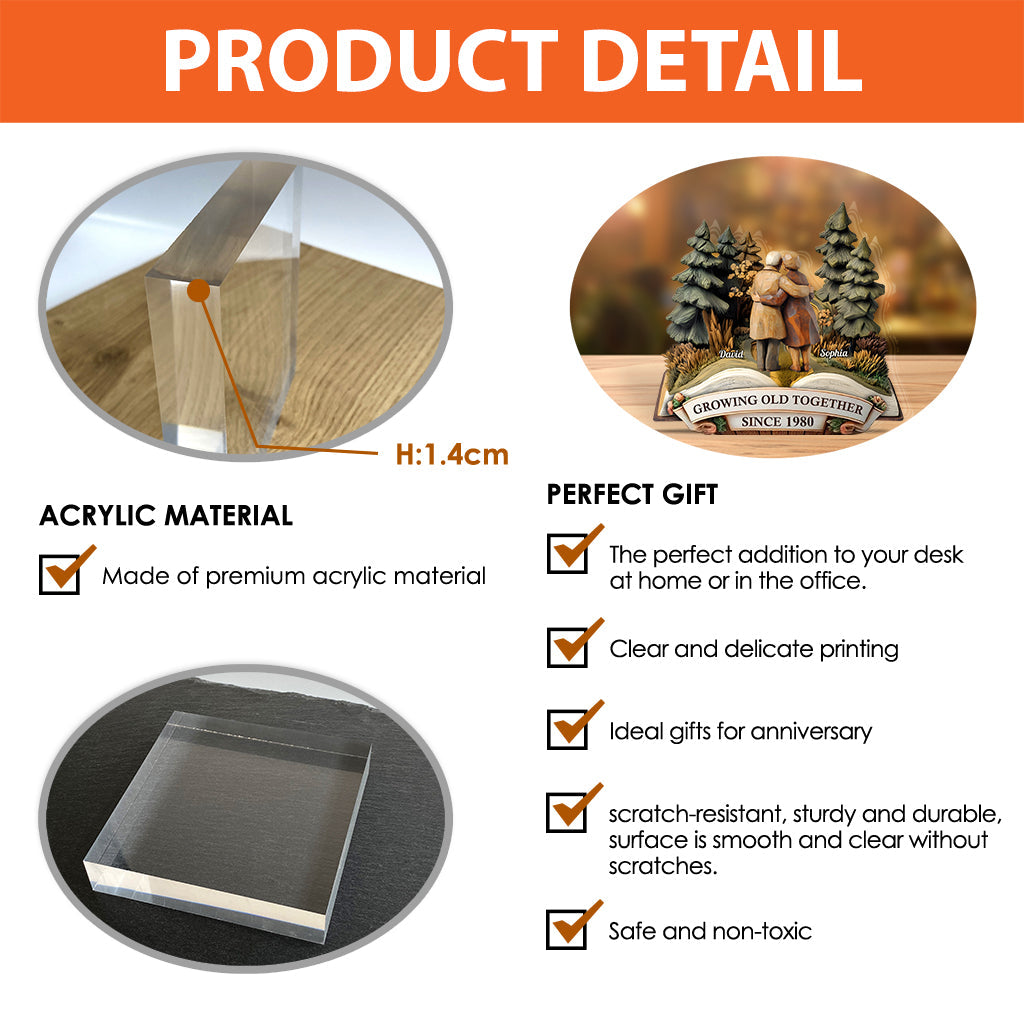 Gemeinsam alt werden – Personalisierte Acrylplakette für Paare in individueller Form