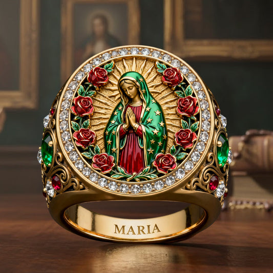 Beschützt von Maria – Personalisierter christlicher Siegelring