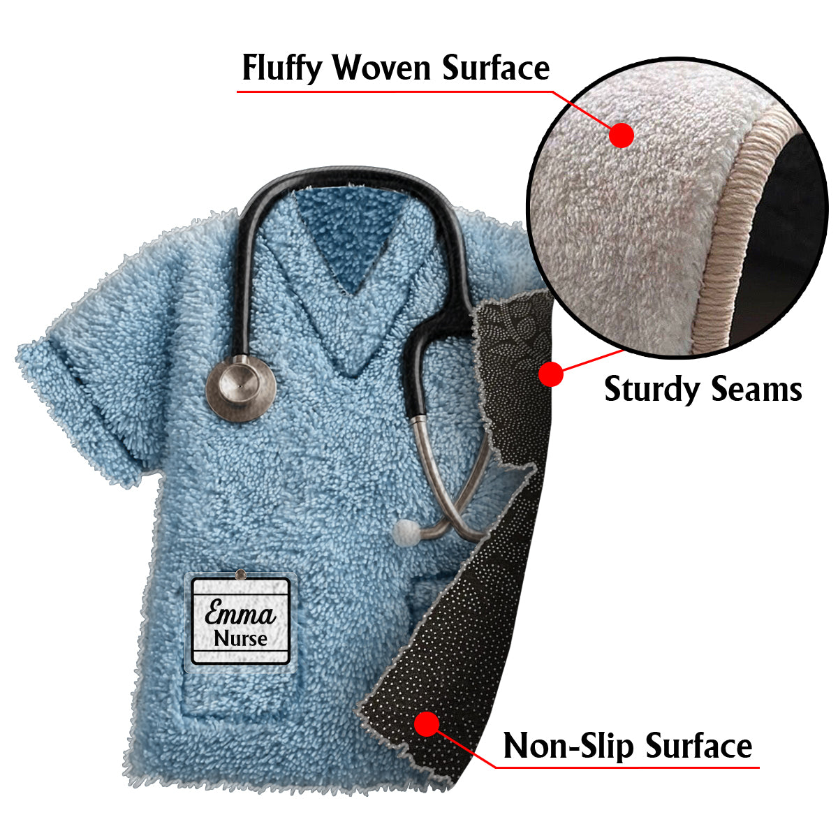 Beste Krankenschwester aller Zeiten – Personalisierter, rutschfester, getufteter Teppich mit Krankenschwestermotiv