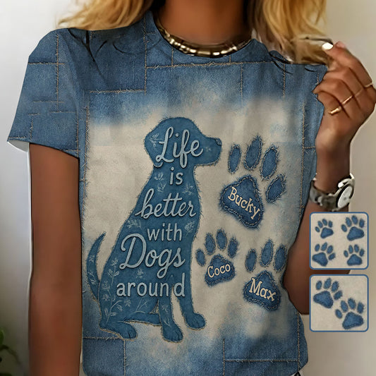 Life Is Better With Dogs - Personalized Dog All Over Shirt