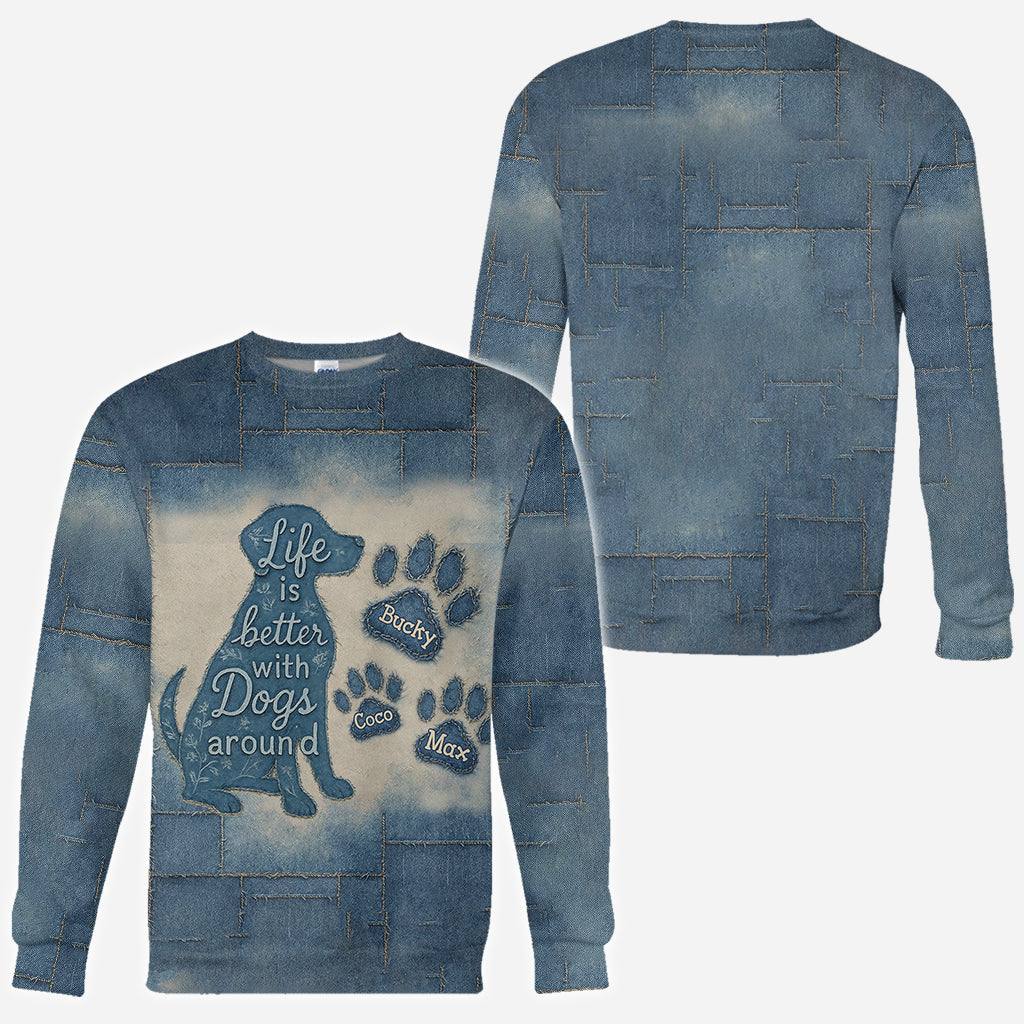 Das Leben ist schöner mit Hunden – personalisiertes T-Shirt mit Hundemotiv