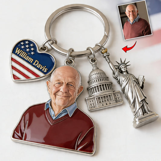 Custom Any Photo - Personalized Patriot Premium Keychain With Charms